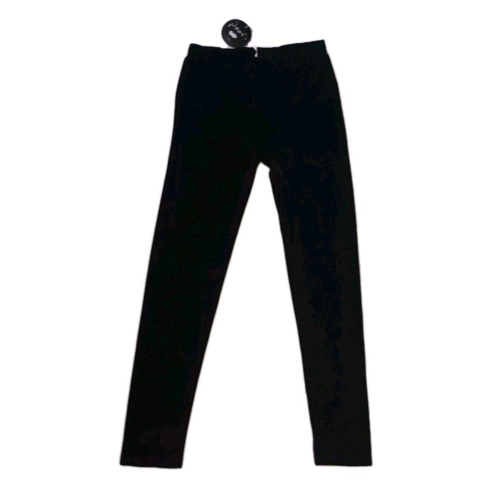 NWT Poof Girl Black Crushed Velour Velvet Leggings sz Large Girls Youth